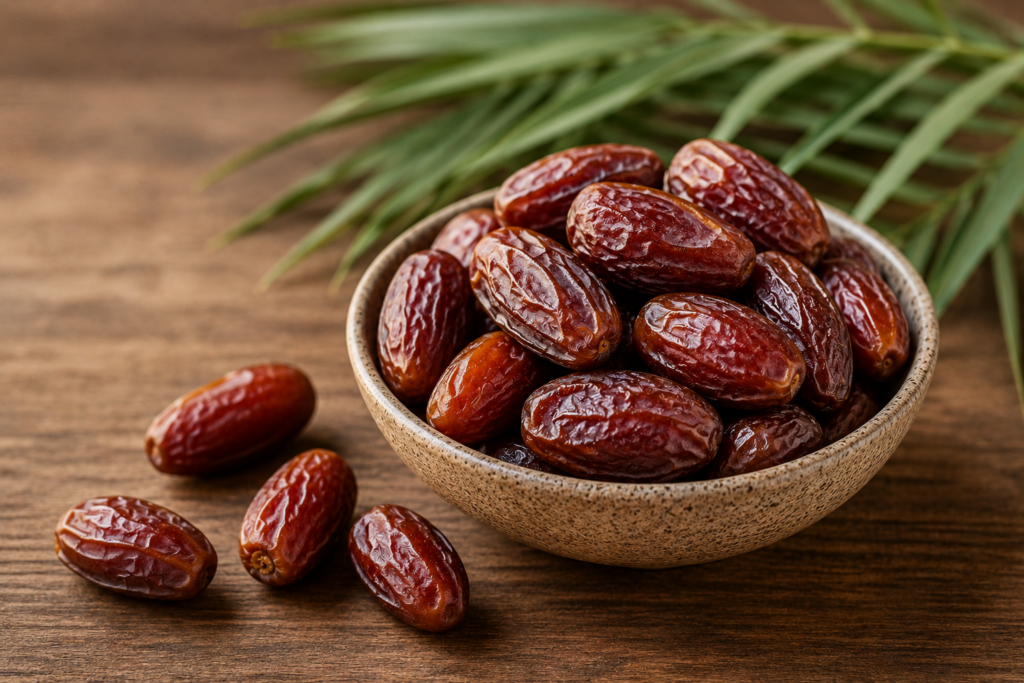 Dadlar och dadelpasta som ger GO100 naturlig sötma, fibrer och polyfenoler
